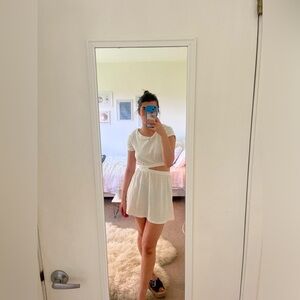 -white asymmetrical cut-out dress